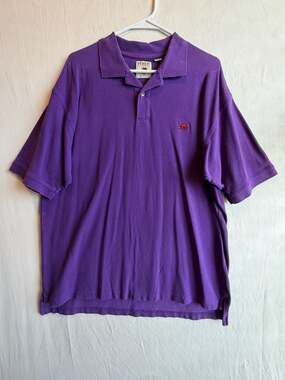 Perlis The Authentic Crawfish Polo Shirt Purple Embroidered Crawfish Logo XL
